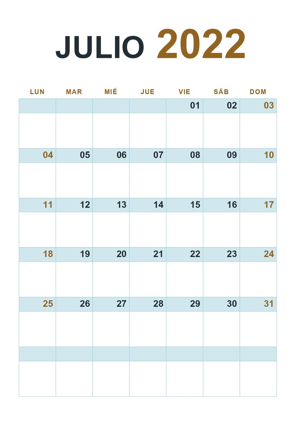 calendario 2022 julio vertical