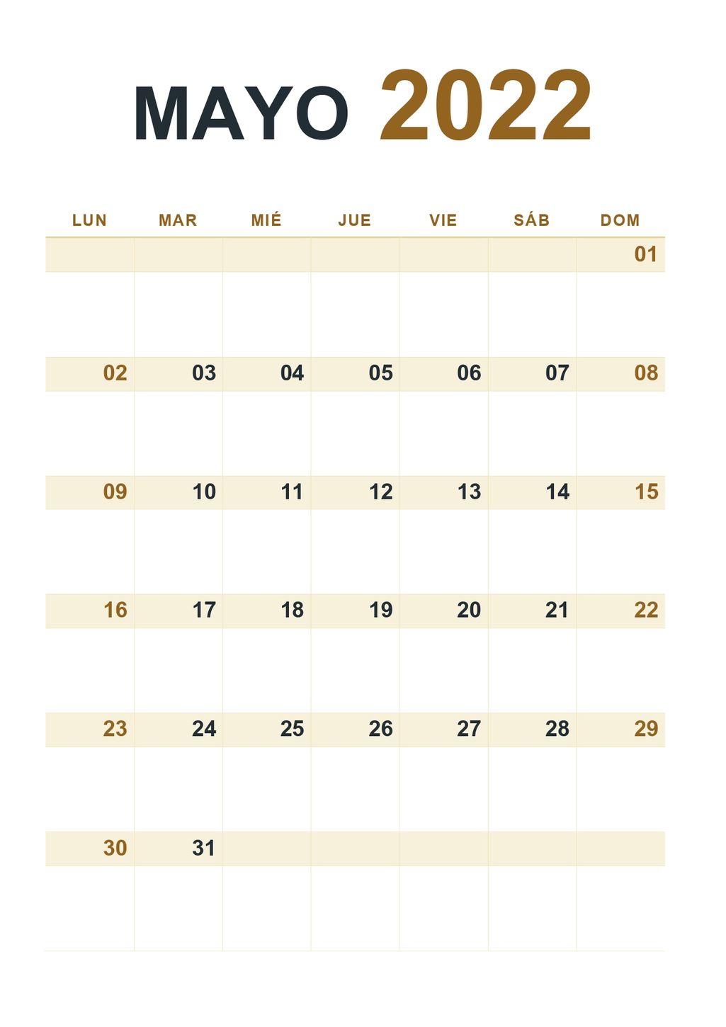 calendario 2022 mayo vertical
