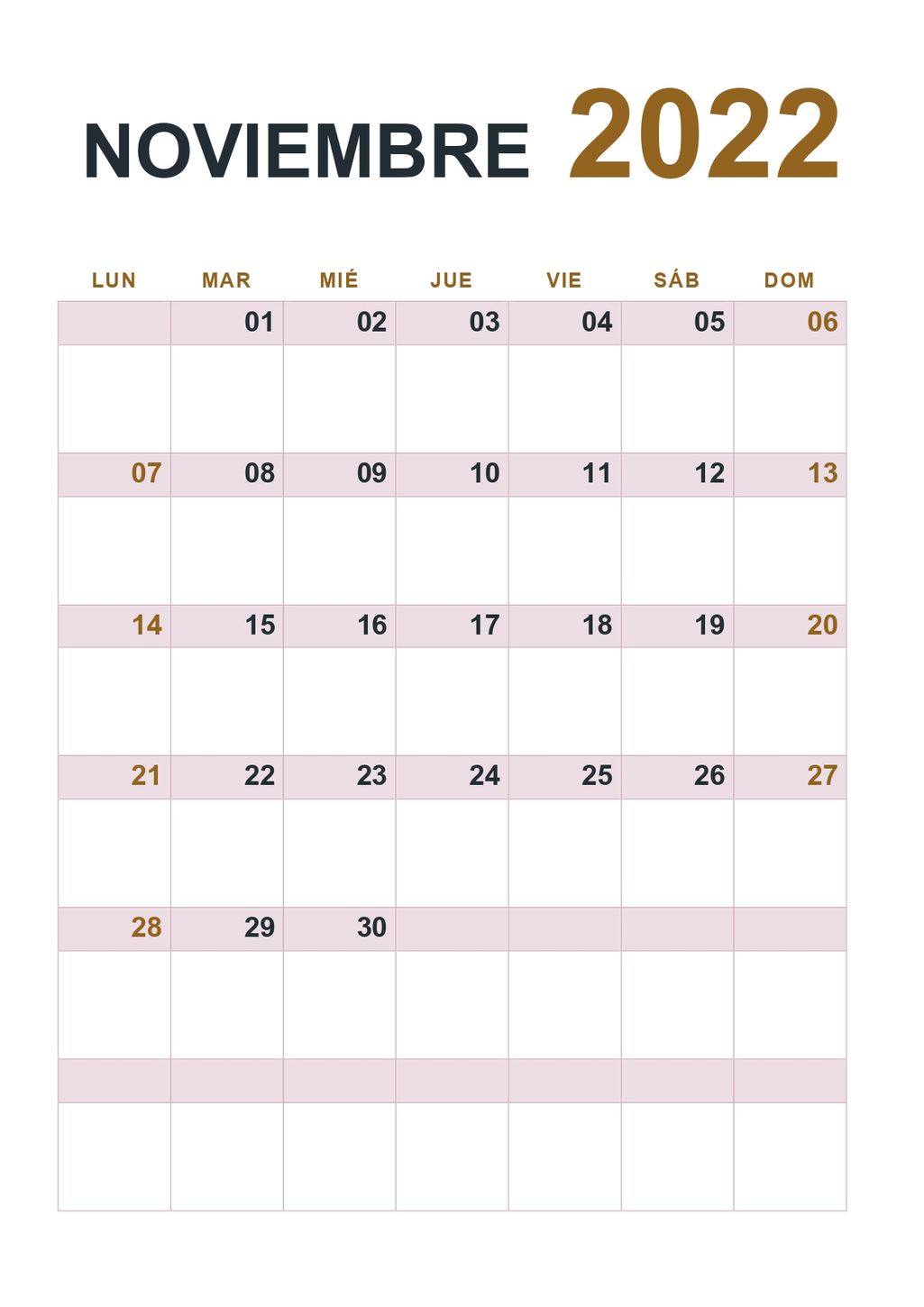 calendario 2022 noviembre vertical