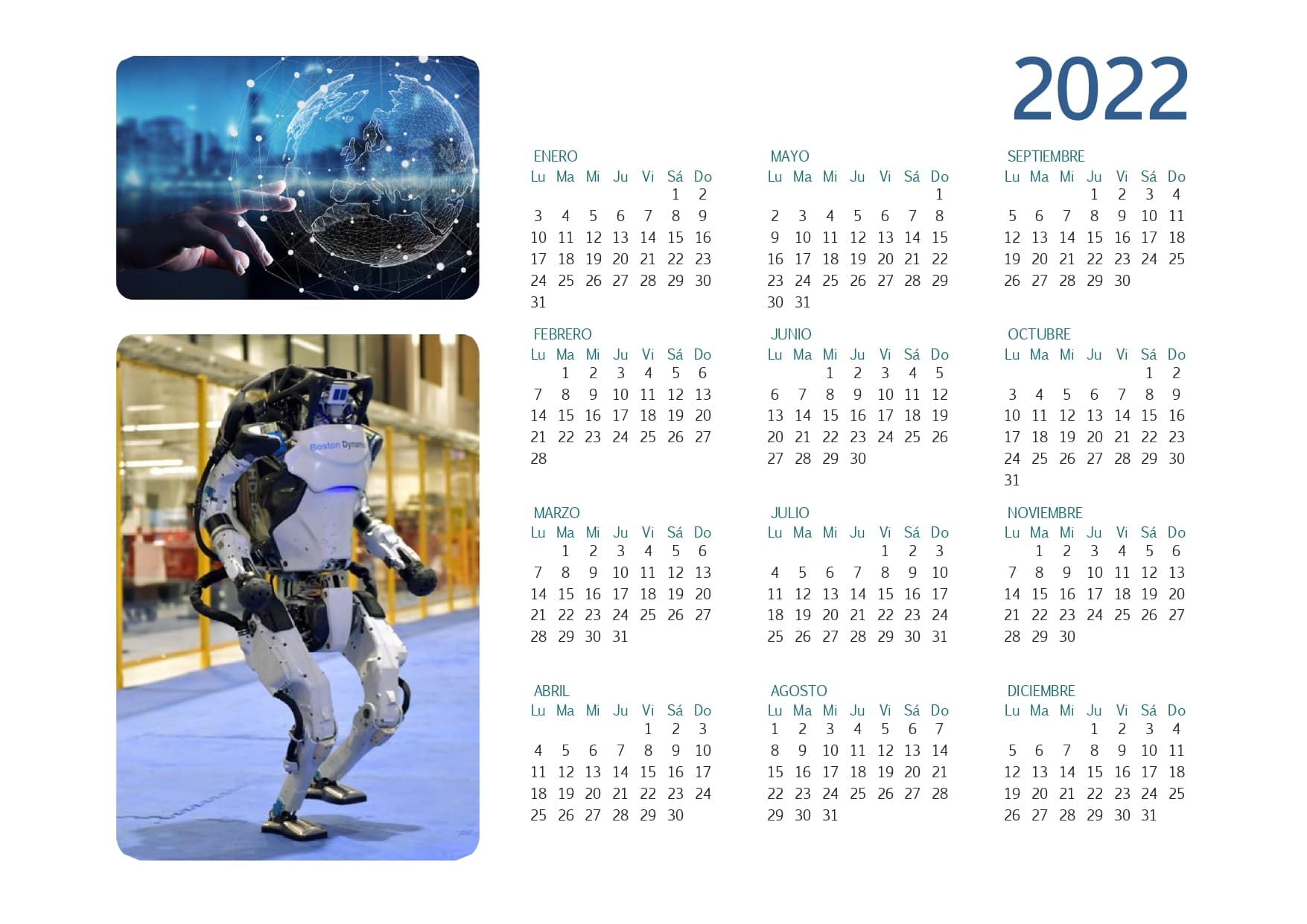 calendario 2022 completo con todos los meses