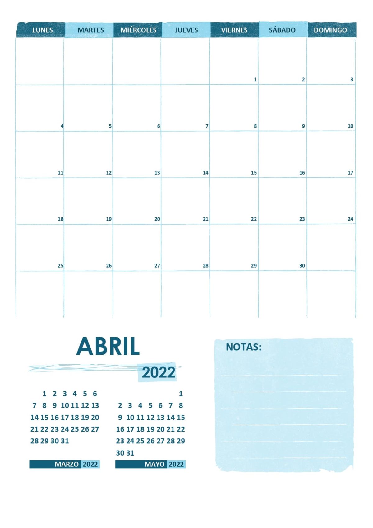 Plantilla calendario 2022 02 abril