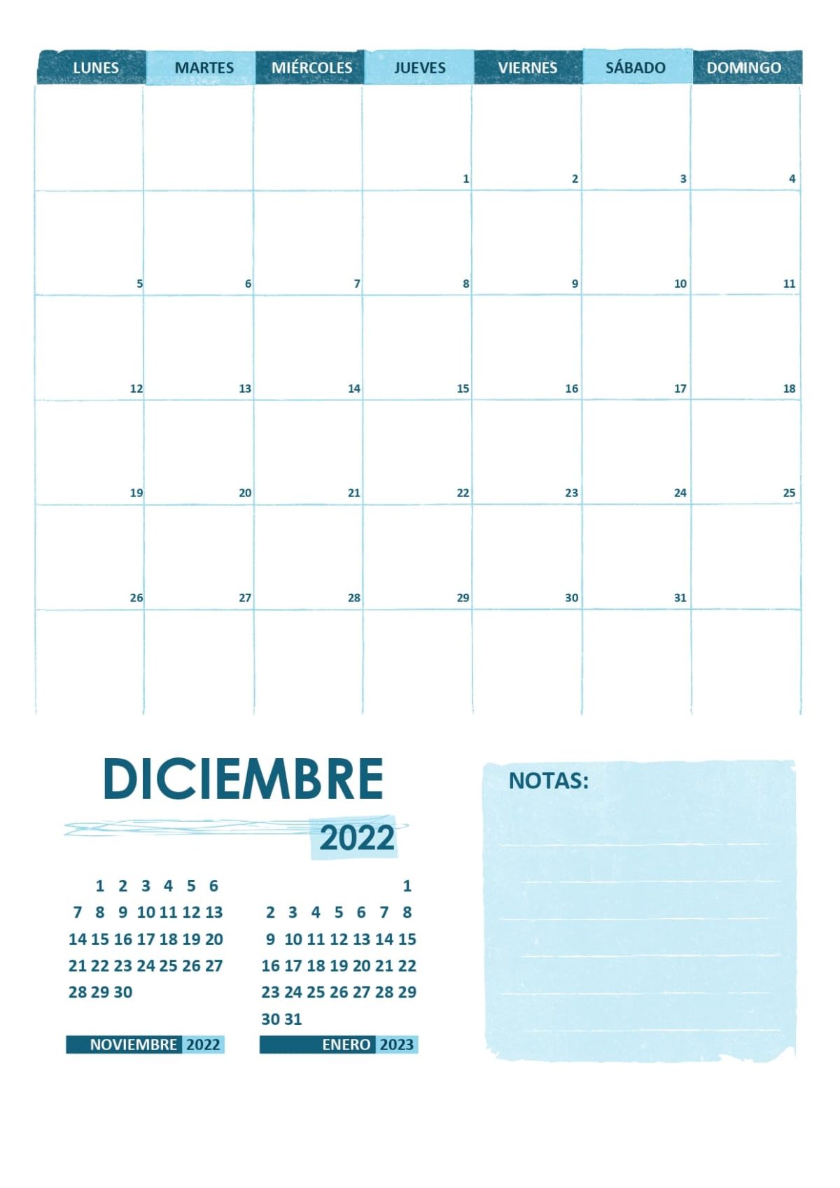 Plantilla calendario 2022 02 diciembre