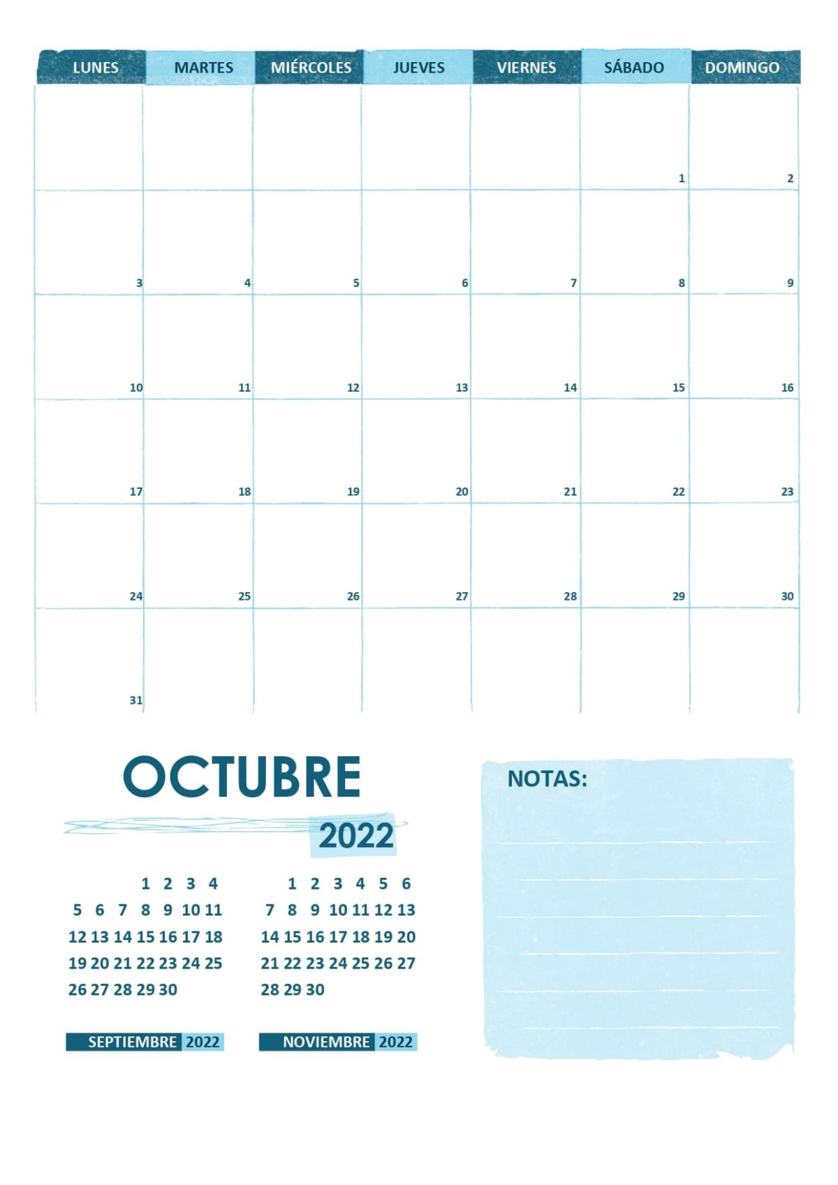 Plantilla calendario 2022 02 octubre