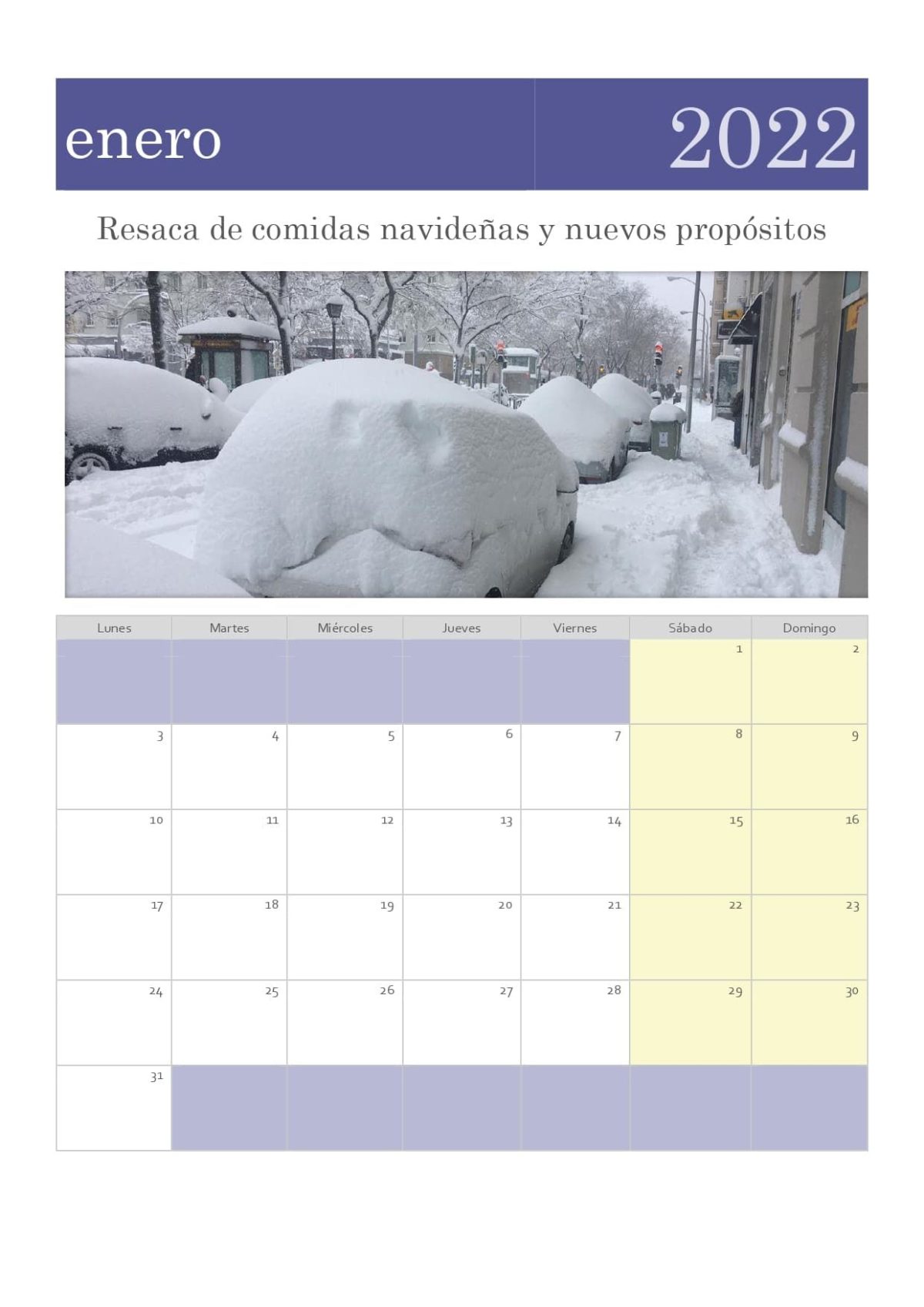 plantilla calendario enero 2022