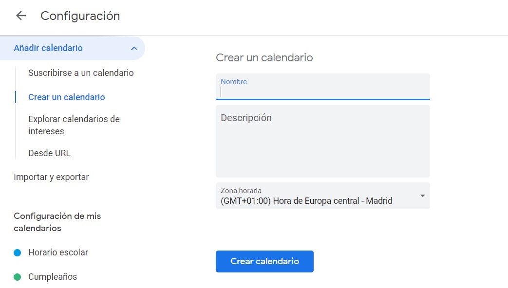 Cómo crear un horario en Google Calendar para el trabajo o tus clases 1