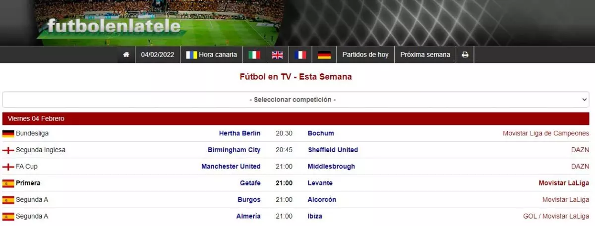 Desviar Derechos de autor en lugar Con esta web sabrás el horario y canal para ver cualquier partido de fútbol