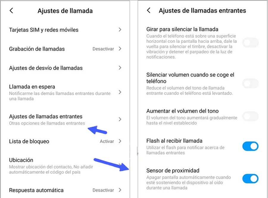 Desactivar sensor de proximidad de MIUI