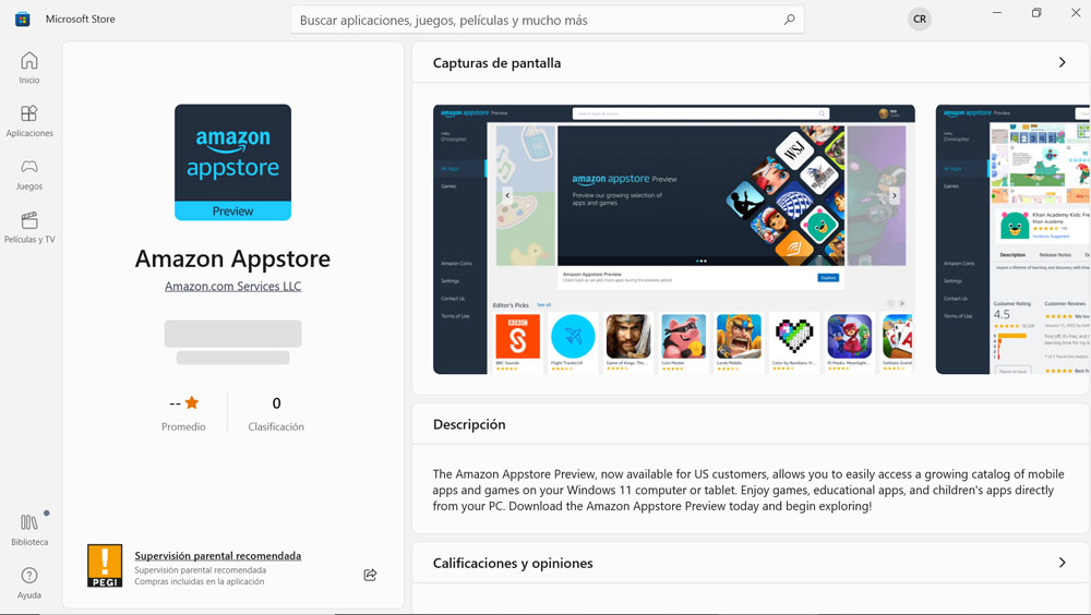 Descargar Amazon Appstore en Microsoft Store