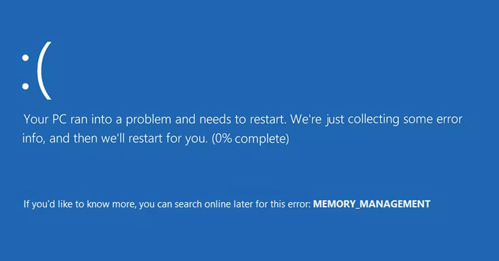 Memory management pantalla azul de Windows 10