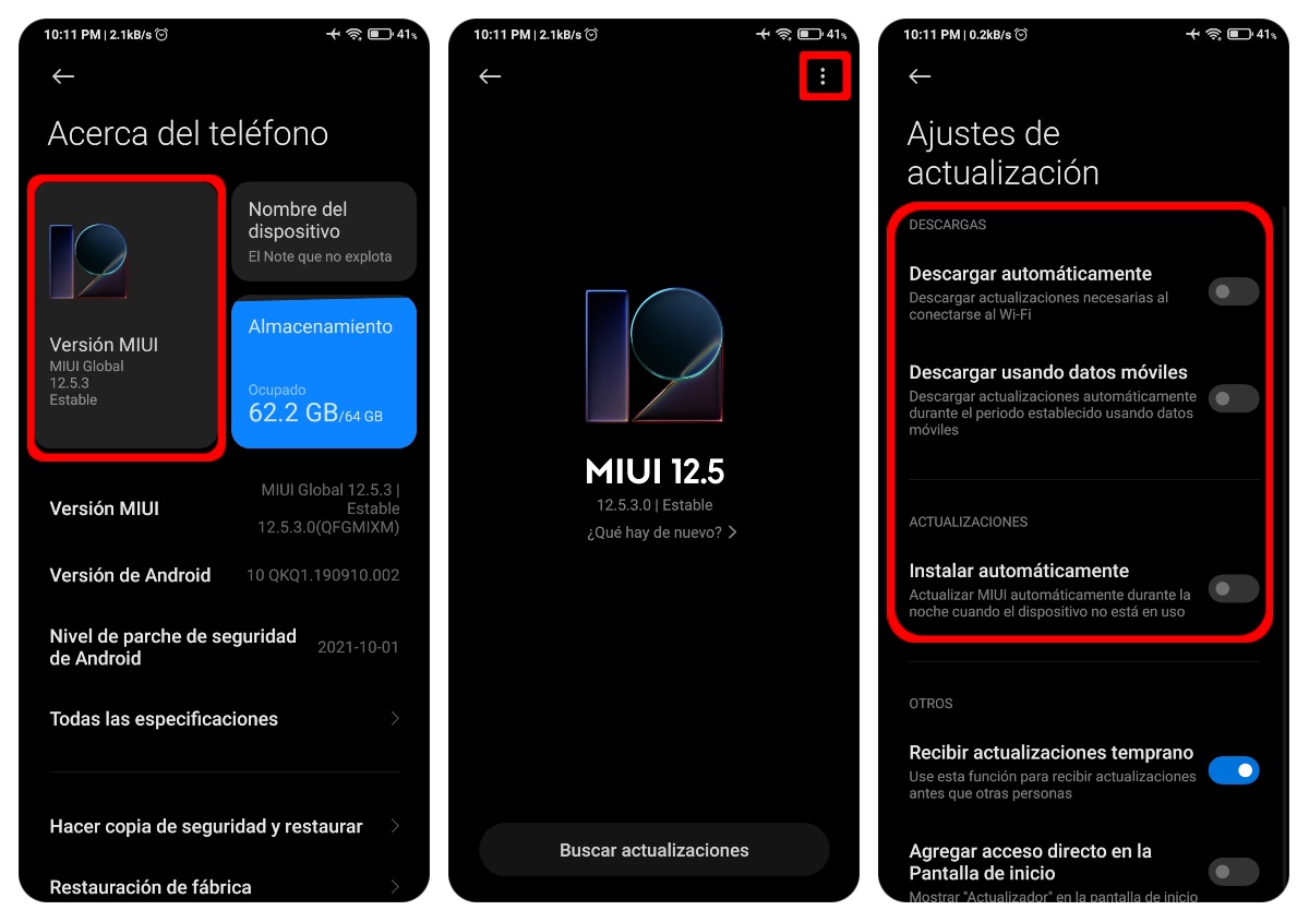 Desactivar actualizaciones automáticas de MIUI Xiaomi