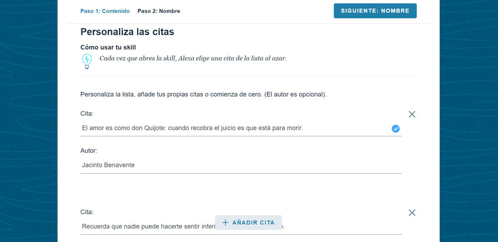 Configurar skills de Alexa