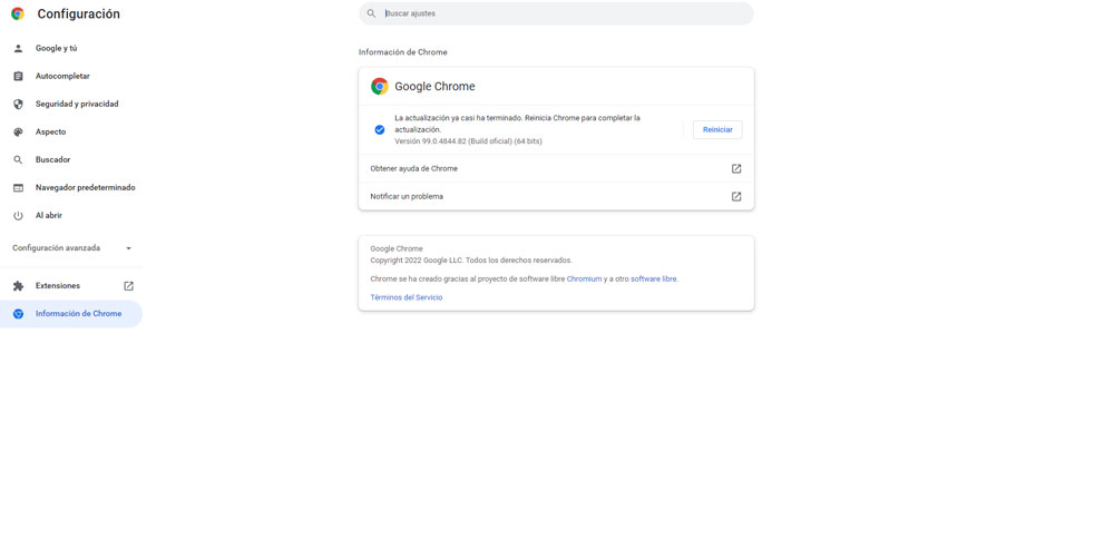 Ver actualizaciones de Google Chrome