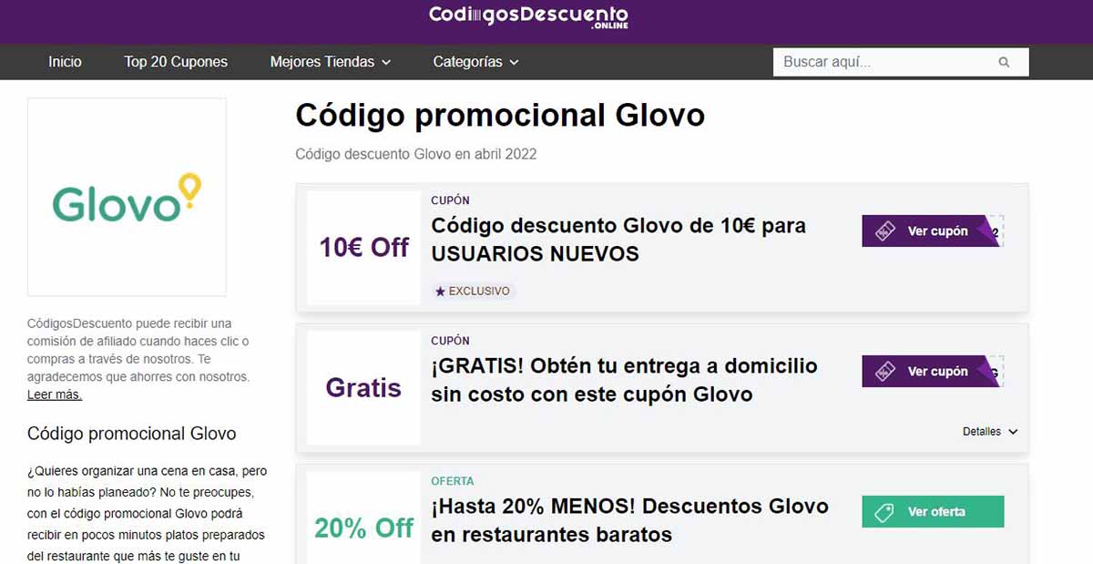 codigos de descuento online