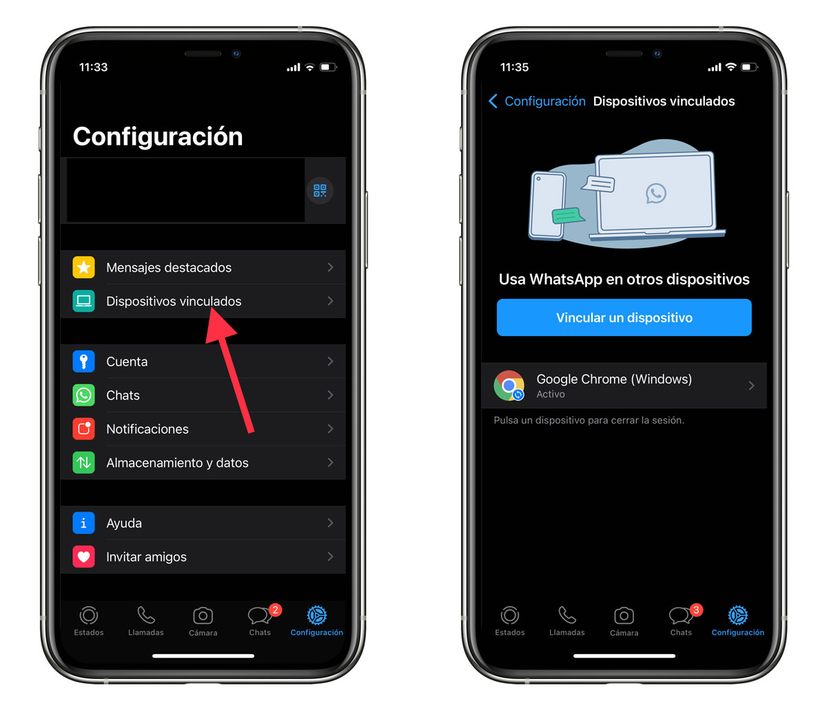 Dispositivos vinculados de WhatsApp