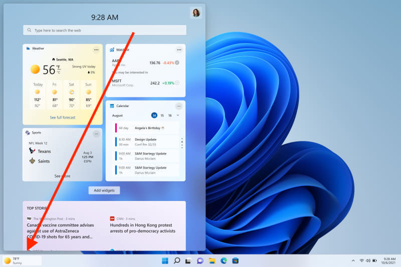 widgets Windows 11 2
