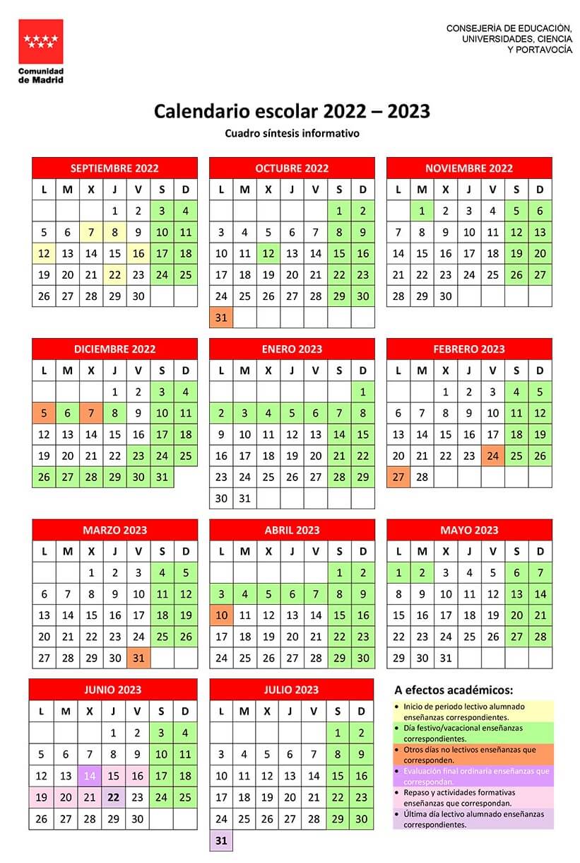 Calendario escolar 2022-2023, más de 80 plantillas y horarios para imprimir 4