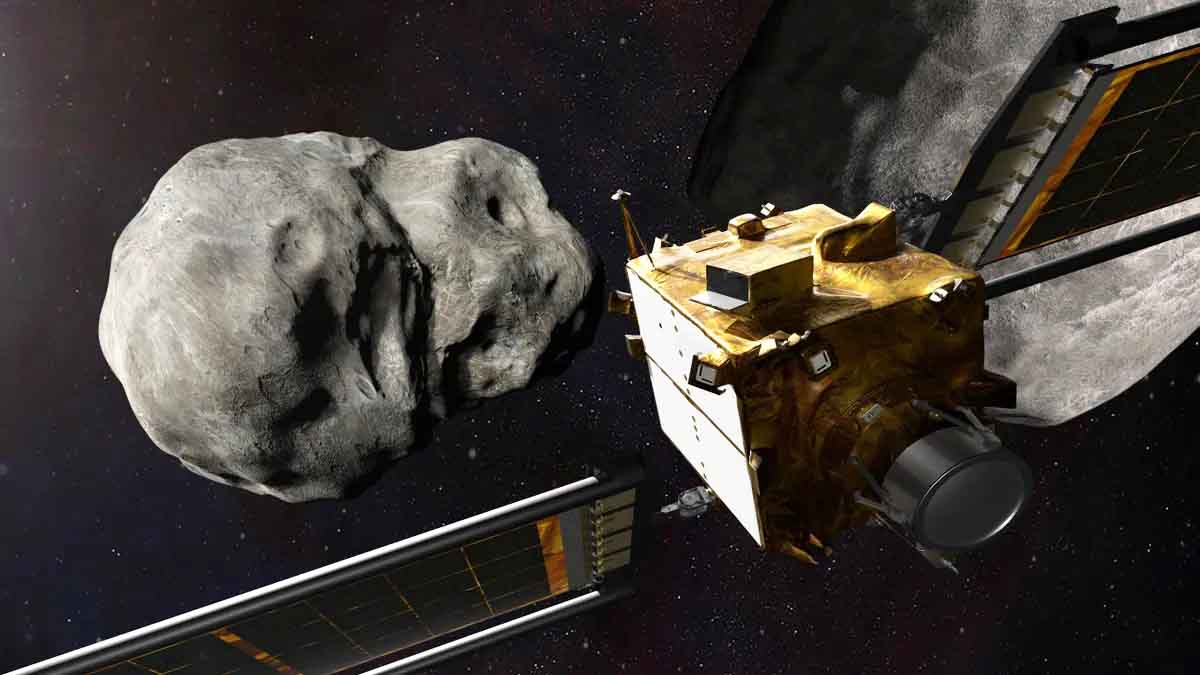 choca una nave espacial contra un asteroide