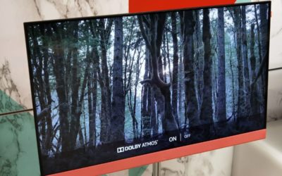 Estilo y calidad de imagen convergen en el color Coral Red del televisor Loewe We. SEE 43