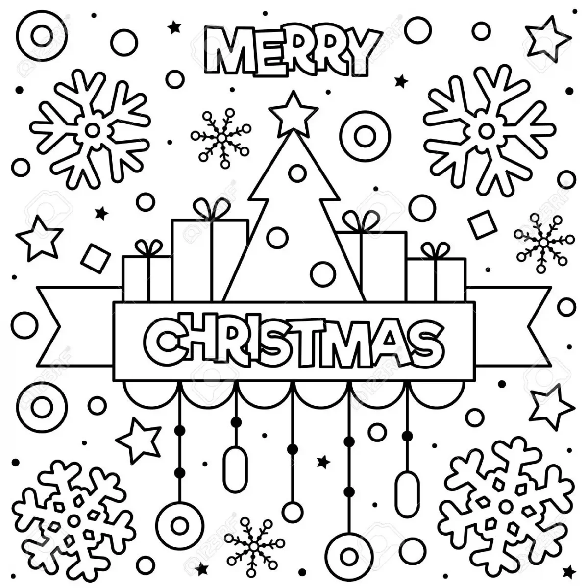 109131079-feliz-navidad-dibujo-para-colorear-negro-y-blanco-ilustración-vectorial