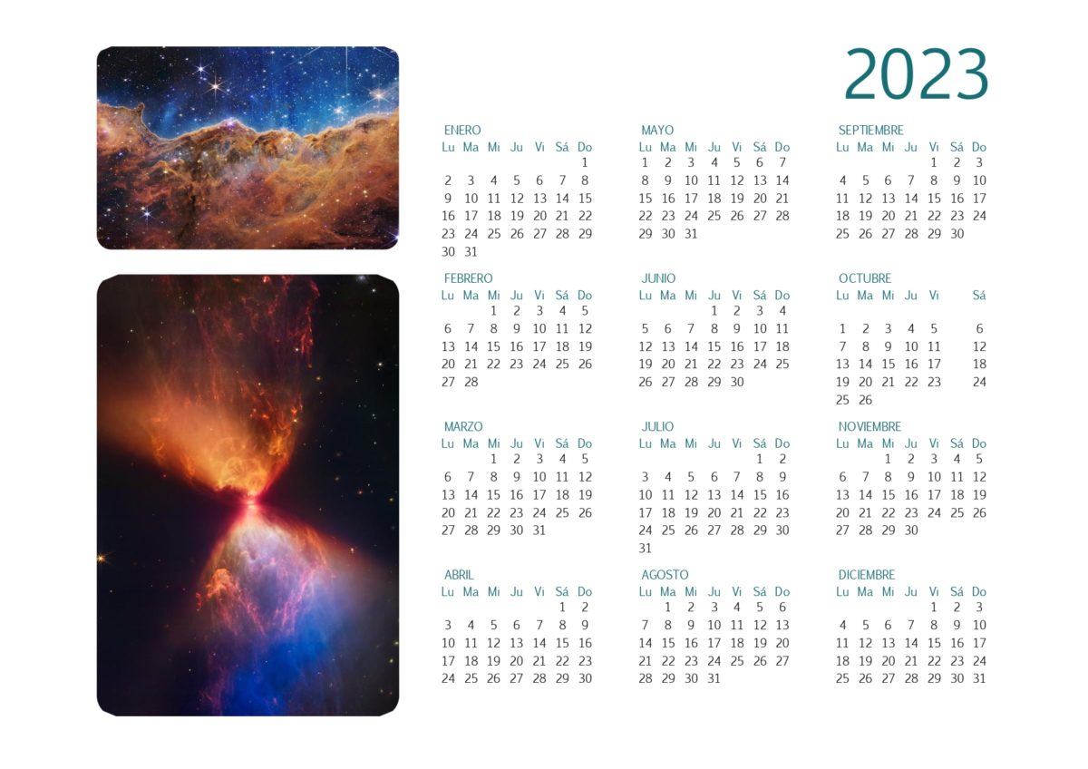 Calendario 2023 todo espacio exterior