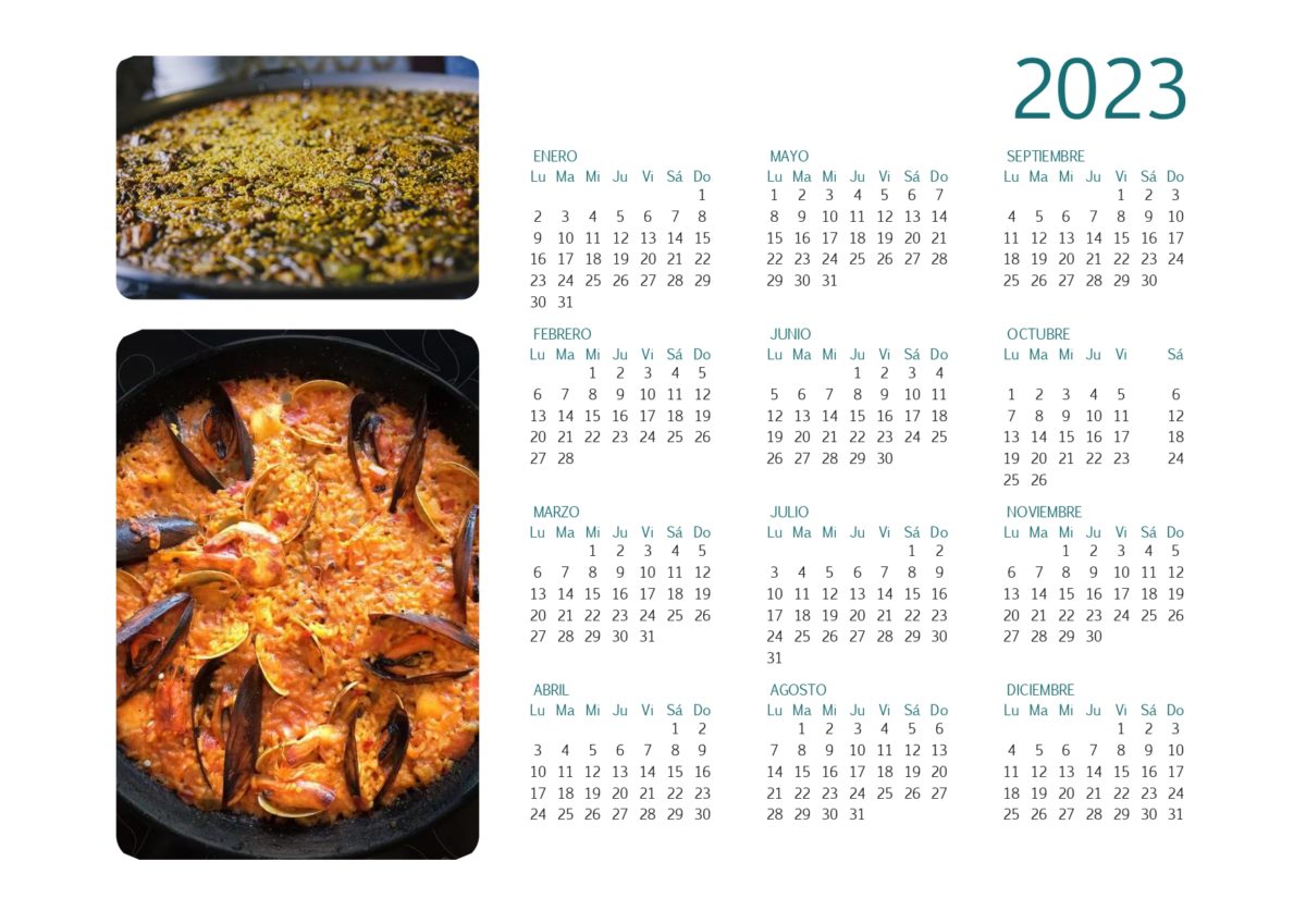 Calendario 2023 todo paella