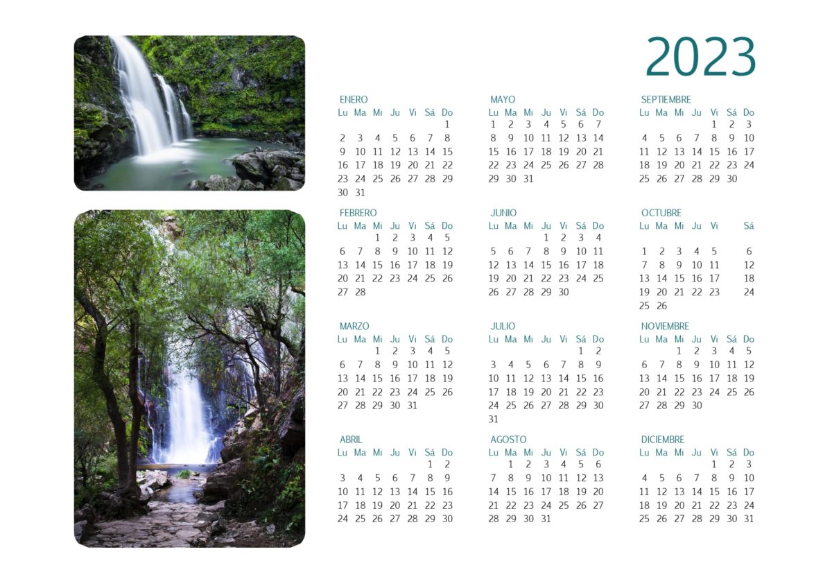 Calendario 2023 todo paisajes cascadas