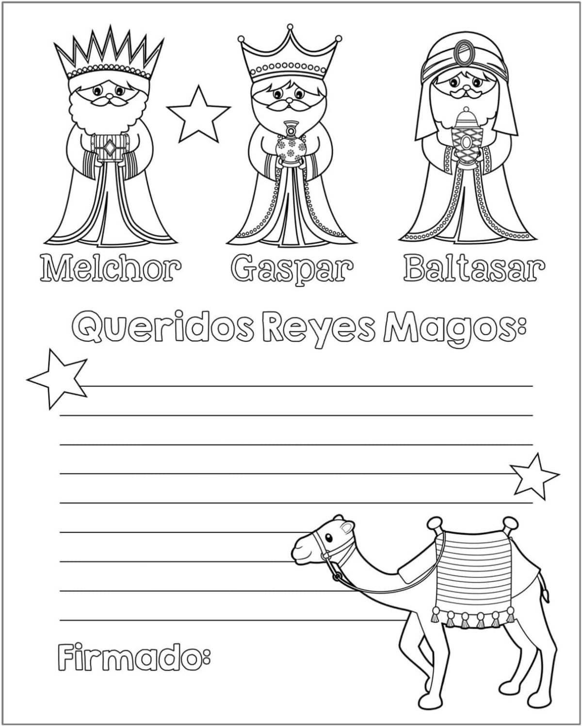 Cartas para los Reyes Magos para colorear 6