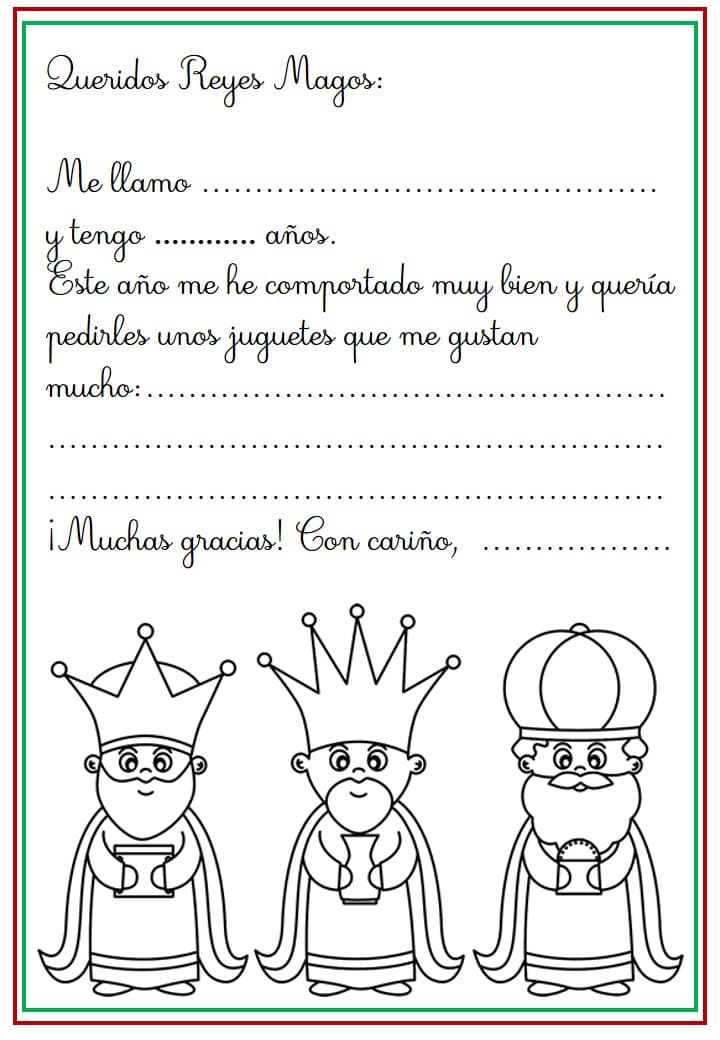 Cartas para los Reyes Magos para colorear 7