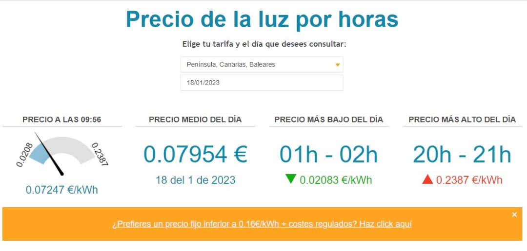 Dónde puedo ver online el precio de la luz hoy