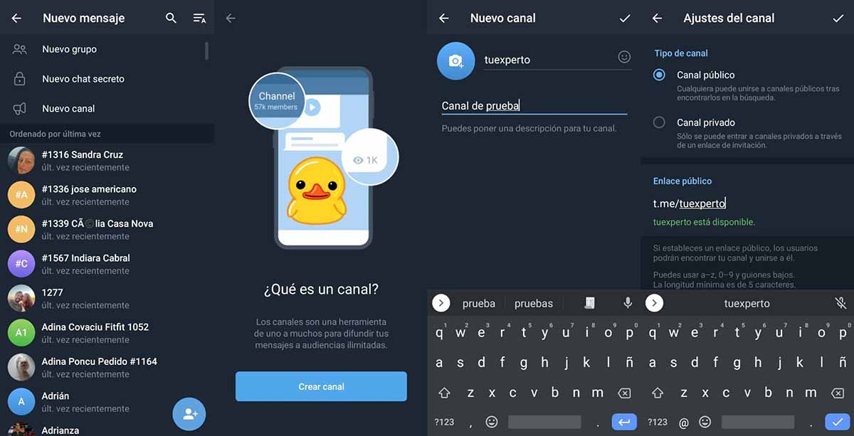crear canal de telegram movil