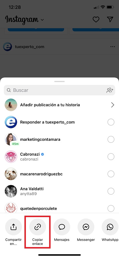 paso 5 como copiar enlaces de publicaciones de instagram a traves del iphone edit