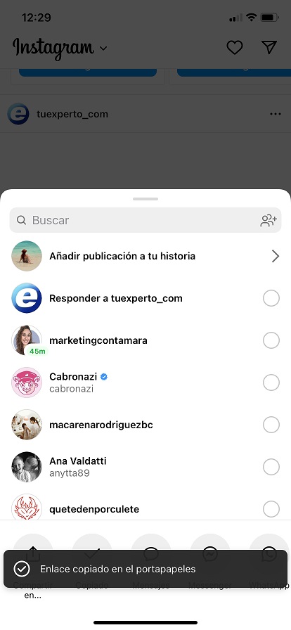 resultado de como copiar enlaces de publicaciones de instagram a traves del iphone