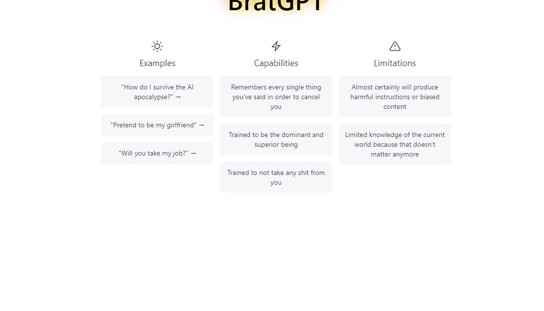BratGPT, la IA puñetera que hace que ChatGPT parezca una hermanita de la caridad