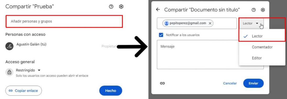Cómo compartir un documento de Google que no puedan editar tus contactos 2