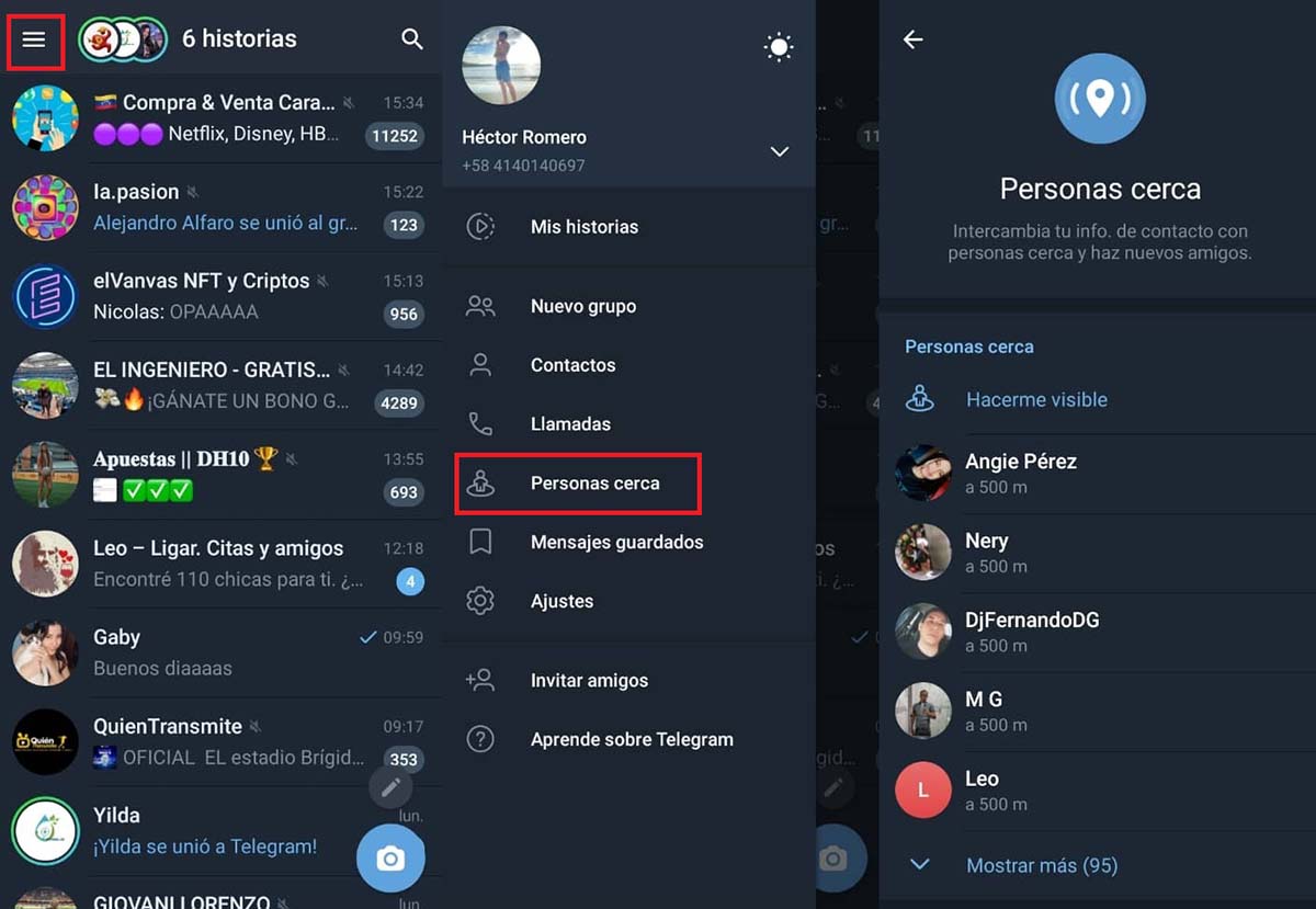 personas cerca telegram
