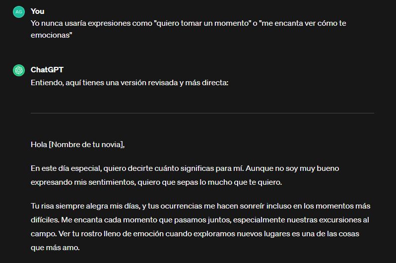 Cómo ser un cutre y encargar tu carta de San Valentín a ChatGPT 3 Cómo ser un cutre y encargar tu carta de San Valentín a ChatGPT 2