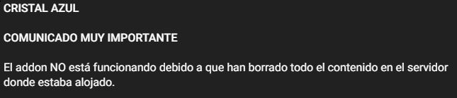 Cristal Azul caído: El addon Cristal Azul de Kodi no funciona, ¿qué ha pasado?