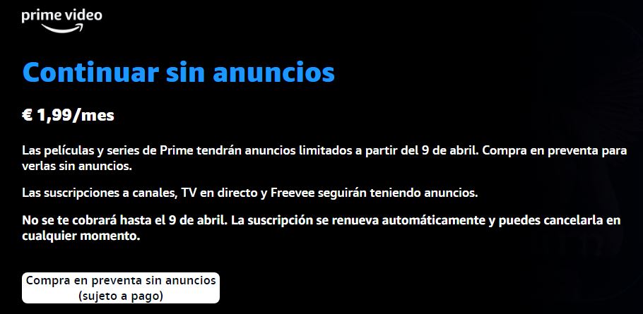 Esta es la fecha en la que llega la publicidad a Amazon Prime Video y cómo evitarla 2 Esta es la fecha en la que llega la publicidad a Amazon Prime Video y cómo evitarla 2