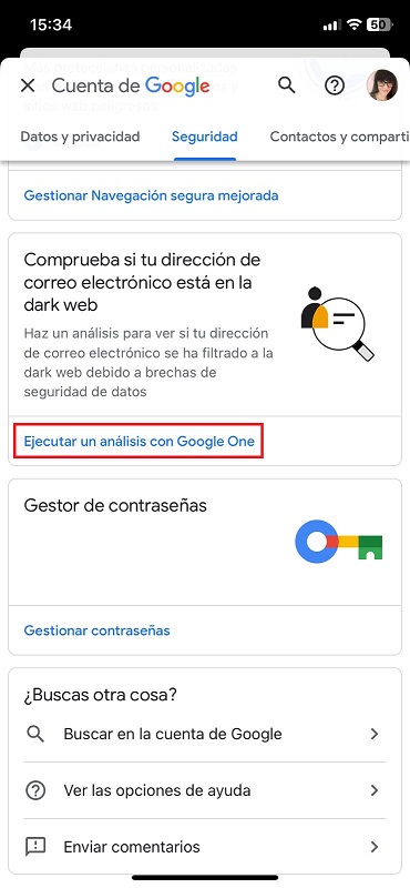 Cómo saber si tus datos se han filtrado en la Dark Web con Google 8 paso 5 como saber si tus datos se han filtrado en la dark web desde movil