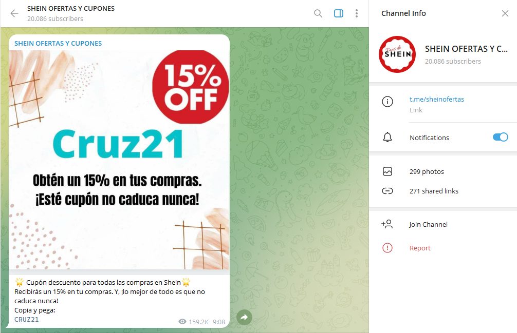 Los mejores canales de Telegram para encontrar chollos y ofertas de SHEIN 2 shein-ofertas-y-cupones