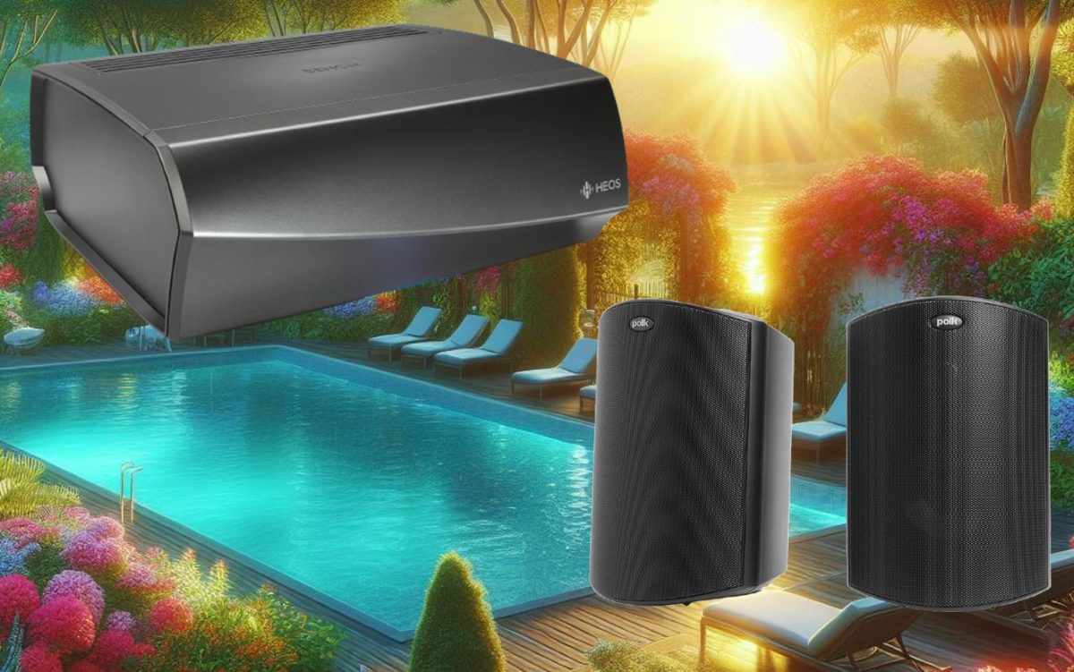 Denon HEOS Amp y Polk Atrium 4, amplificador y altavoces para amenizar fiestas en piscinas o jardines