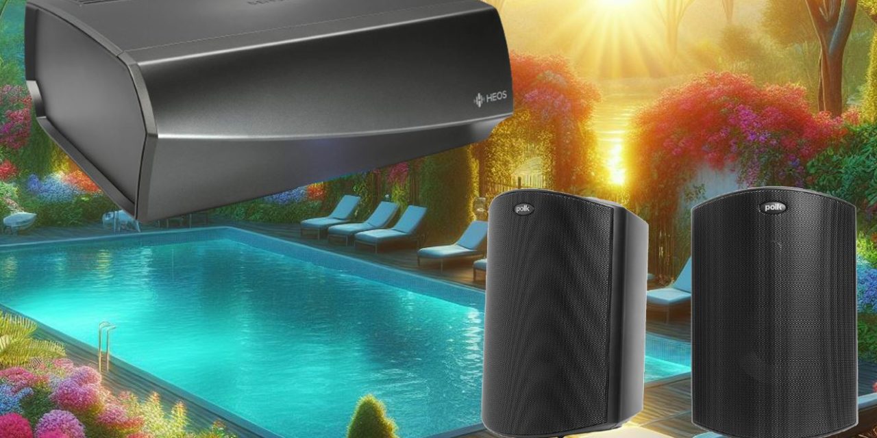 Denon HEOS Amp y Polk Atrium 4, amplificador y altavoces para amenizar fiestas en piscinas o jardines