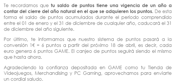 ¿Qué está pasando con los puntos de la tienda de videojuegos GAME? 2