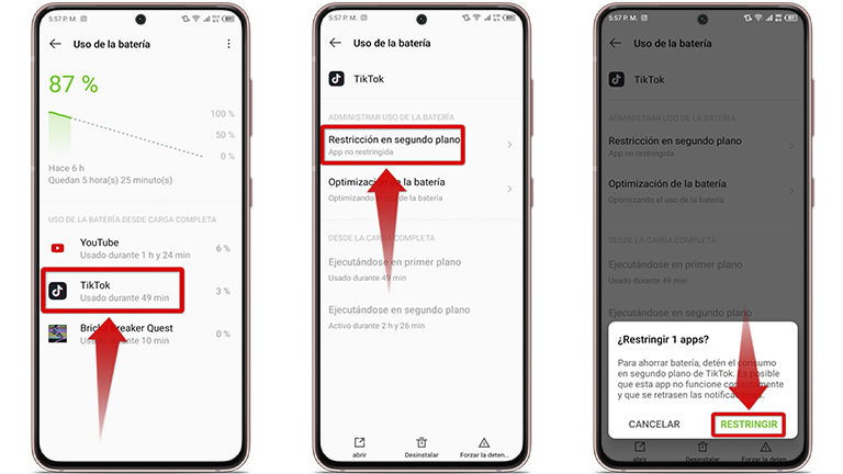 Pasos para restringir las notificaciones en segundo plano