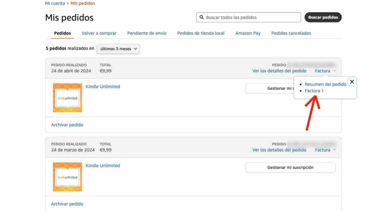 Dónde ver y cómo imprimir los recibos que tienes en Amazon 3 Dónde ver y cómo imprimir los recibos que tienes en Amazon
