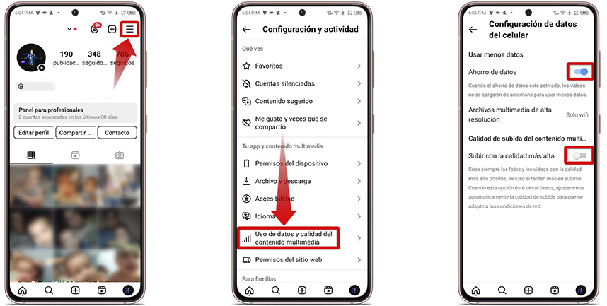 Activa la opción de "Ahorro de datos"