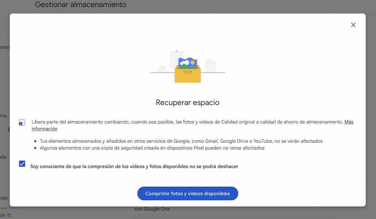 liberar espacio google fotos sin borrar