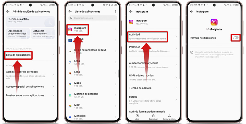 Desactiva notificaciones en segundo plano