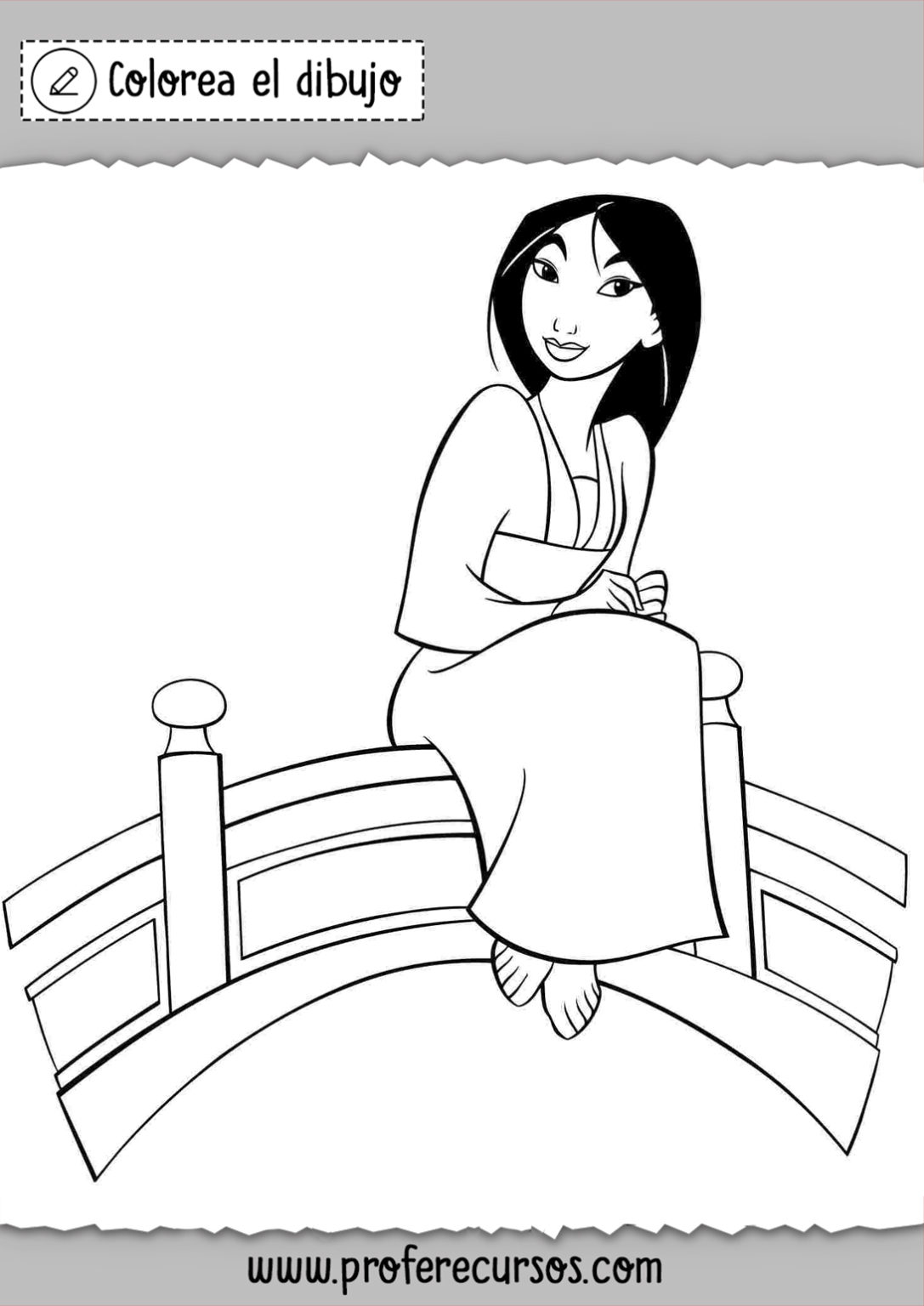 Más de 100 dibujos de Bluey y otros personajes Disney para colorear, descargar e imprimir 4 Mulan-Dibujos-Princesas-Disney-Colorear-1087×1536