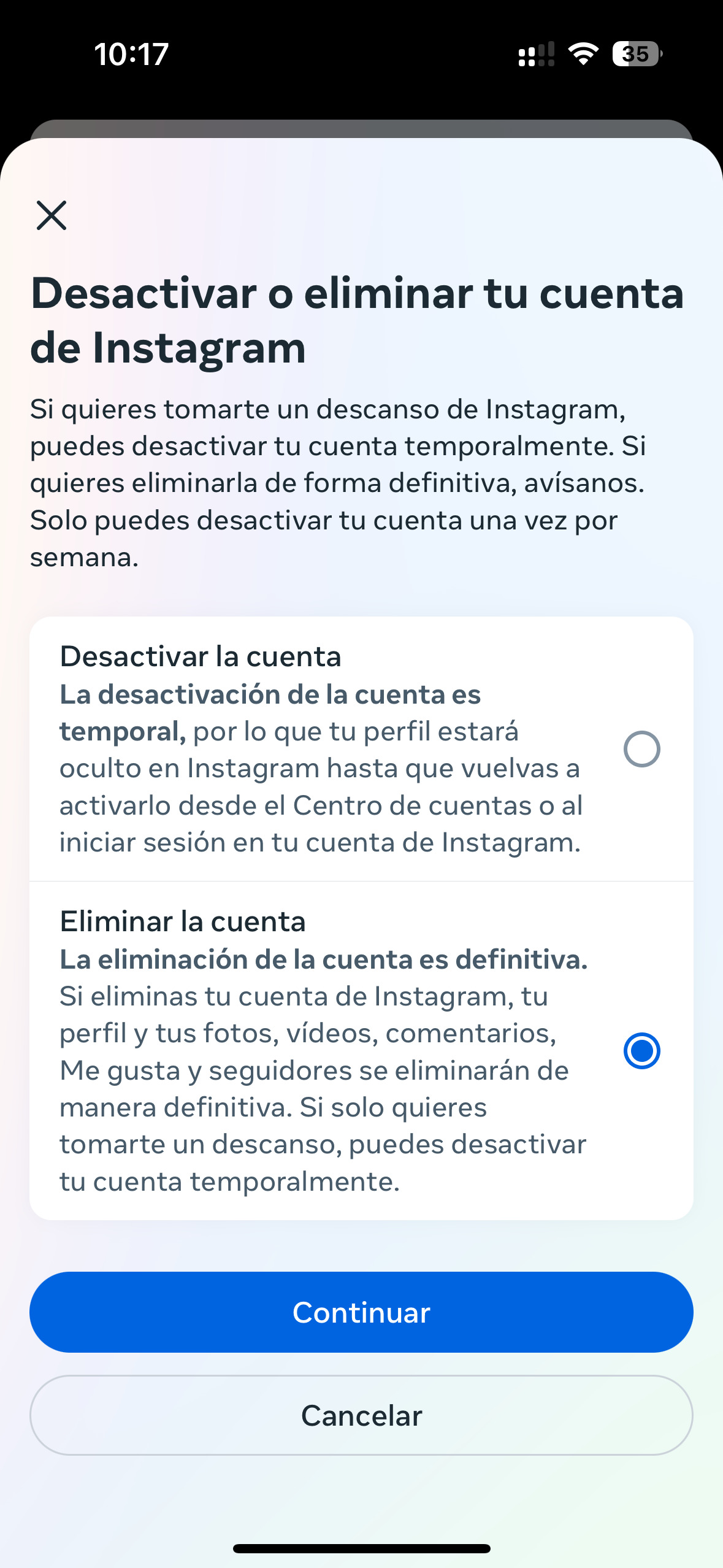 Cómo eliminar una cuenta de Instagram en 2024 paso a paso 8 Screenshot